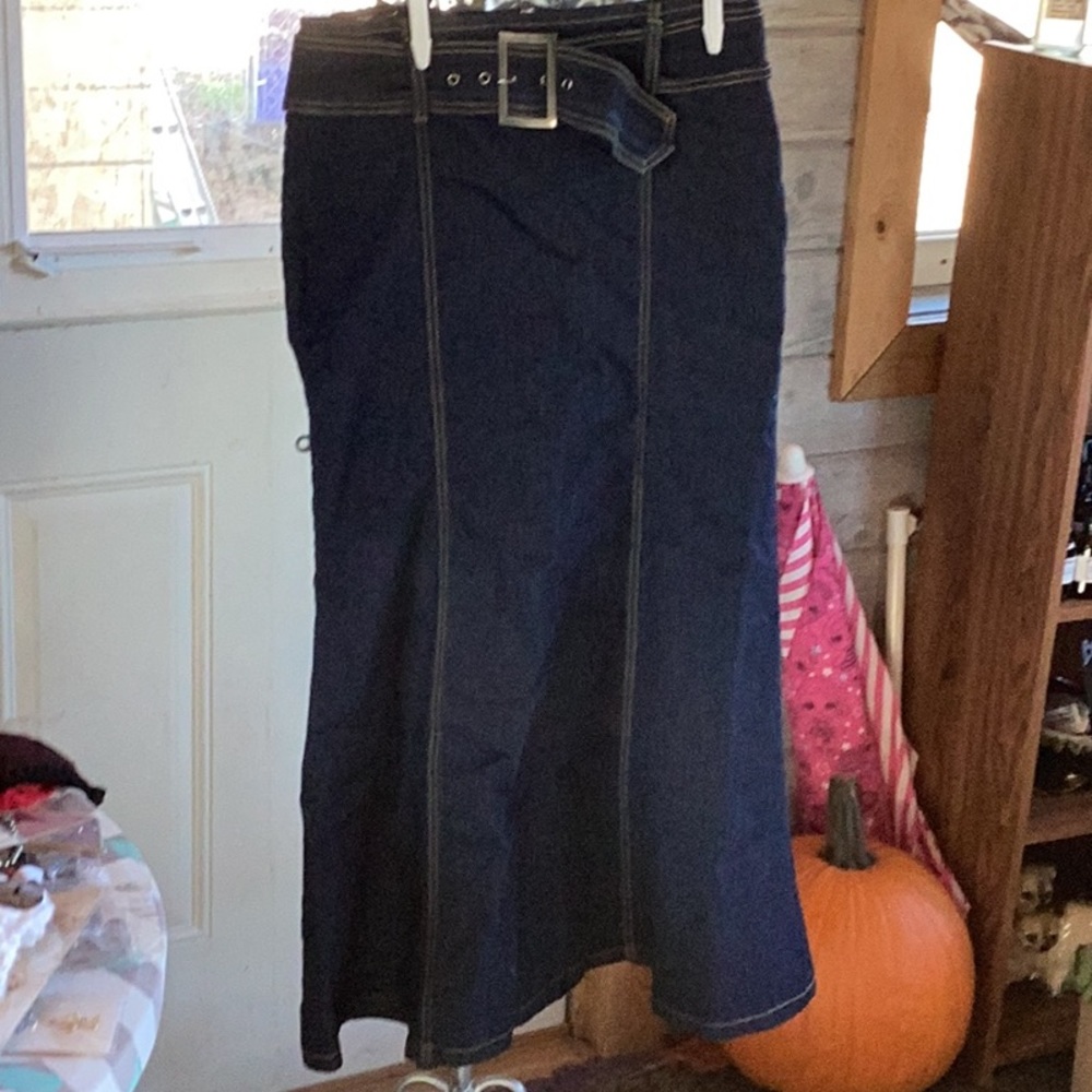 Junior size large long denim skirt